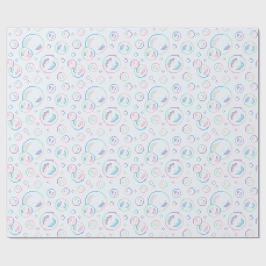 Pixel Soap Bubbles Pattern ラッピングペーパー (フラット)