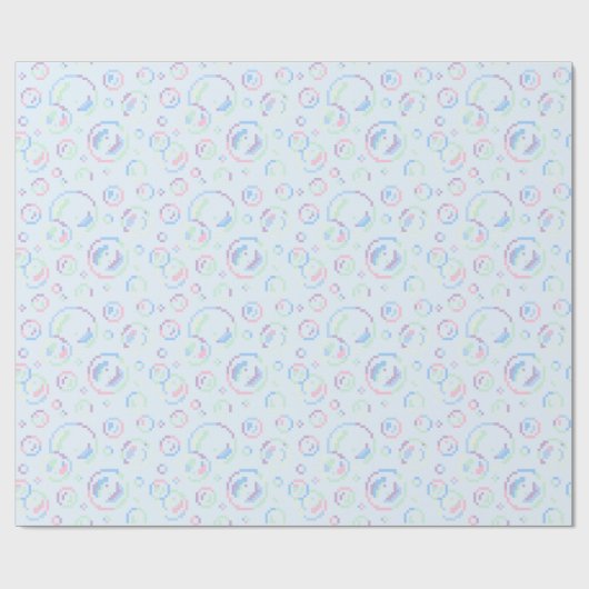 Pixel Soap Bubbles Pattern ラッピングペーパー (フラット)