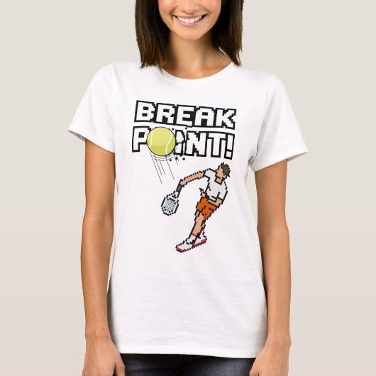 Pixel Sport Retro Tennis "Break Point!" T-Shirt Tシャツ (正面)