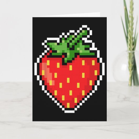 Pixel Strawberry 80s Video Game Halloween  カード (正面)
