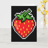 Pixel Strawberry 80s Video Game Halloween  カード (黄色い花)