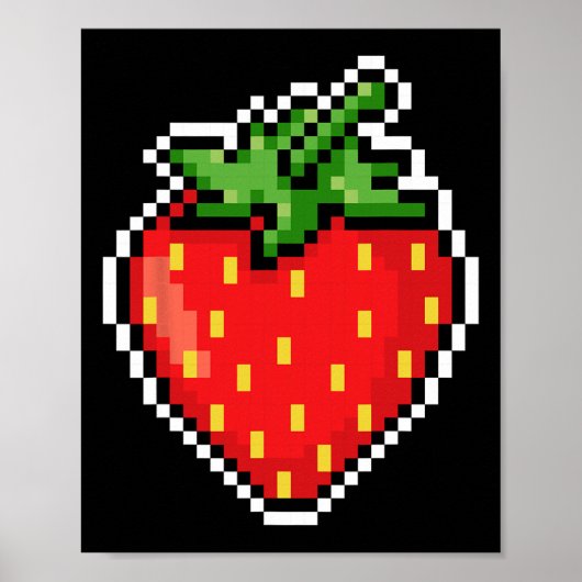 Pixel Strawberry 80s Video Game Halloween  ポスター (正面)