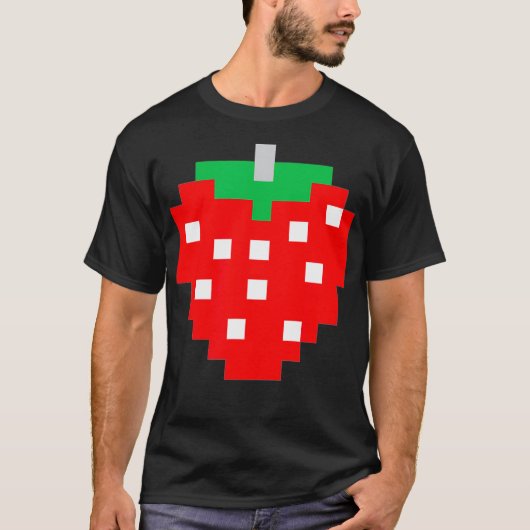 Pixel Strawberry 80s Video Game Halloween Costume  Tシャツ (正面)