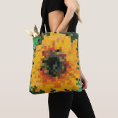 Pixel sunflower with vibrant yellow and green トートバッグ (クローズアップ)