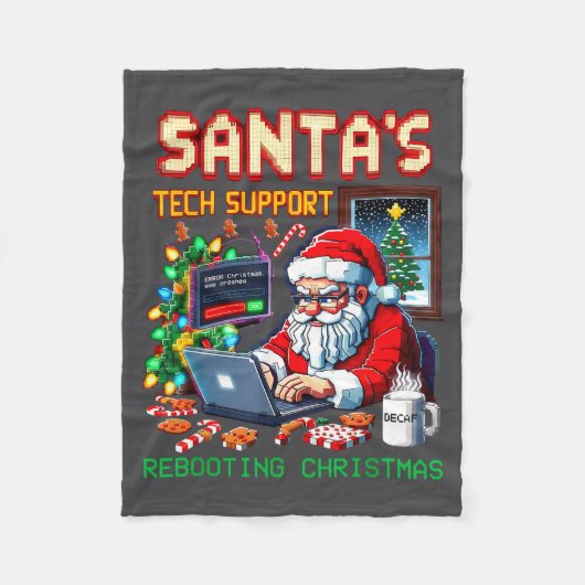 Pixel Support Rebooting Santa's Tech フリースブランケット (正面)