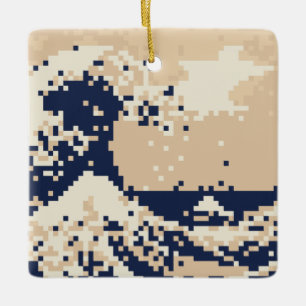 Pixel Tsunami 8ビットピクセルアート セラミックオーナメント