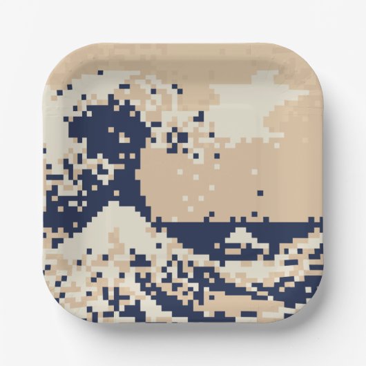 Pixel Tsunami 8ビットピクセルアート ペーパープレート (正面)
