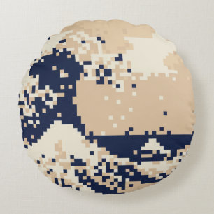 Pixel Tsunami 8ビットピクセルアート ラウンドクッション