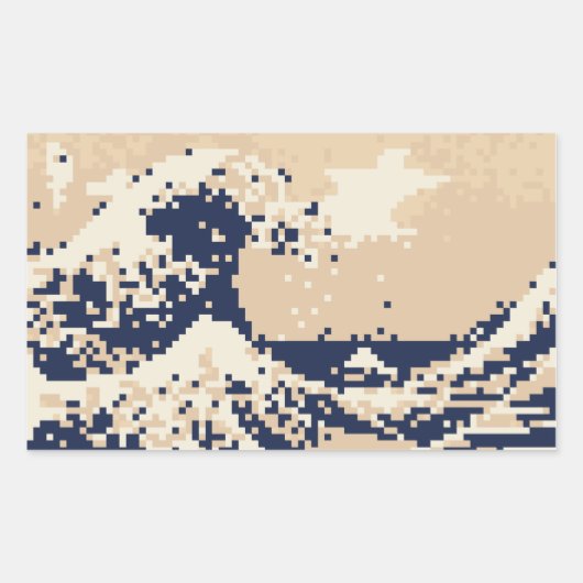 Pixel Tsunami 8ビットピクセルアート 長方形シール (正面)