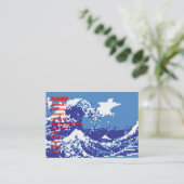 Pixel Tsunami Blue 8ビットのドット絵 名刺 (スタンド正面)