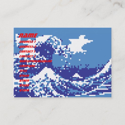 Pixel Tsunami Blue 8ビットのドット絵 名刺 (正面)
