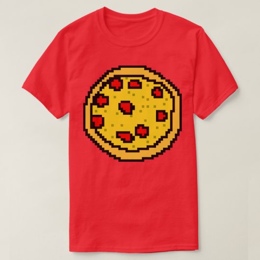 Pixelart食べ物ピザフード Tシャツ (デザイン正面)