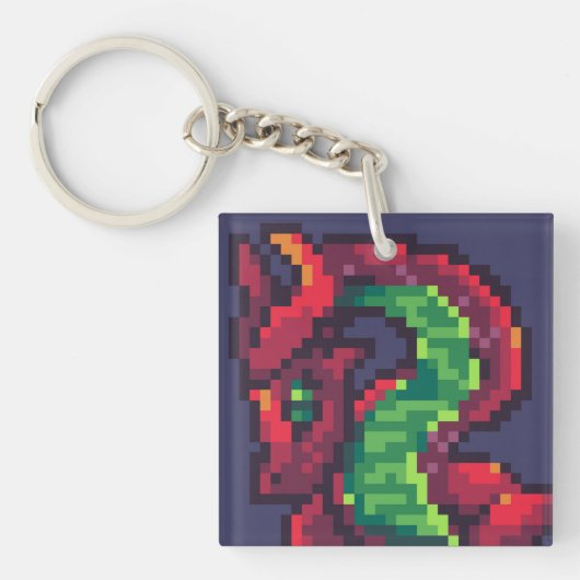 Pixelart, Pixel Art, dragon キーホルダー (正面)