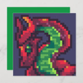 Pixelart, Pixel Art, dragon 招待状 (正面/裏面)