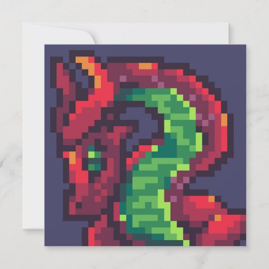 Pixelart, Pixel Art, dragon 招待状 (正面)
