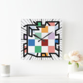 PIXELATで連結された数字(Masanser) スクエア壁時計 (ホーム)