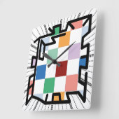 PIXELATで連結された数字(Masanser) スクエア壁時計 (傾斜)