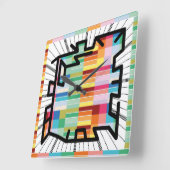 PIXELATで連結された数字(Masanser) スクエア壁時計 (傾斜)