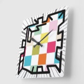 PIXELATで連結された数字(Masanser) スクエア壁時計 (傾斜)