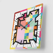 PIXELATで連結された数字(Masanser) スクエア壁時計 (傾斜)