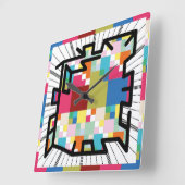 PIXELATで連結された数字(Masanser) スクエア壁時計 (傾斜)