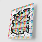 PIXELATで連結された数字(Masanser) スクエア壁時計 (傾斜)