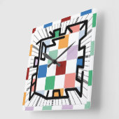 PIXELATで連結された数字(Masanser) スクエア壁時計 (傾斜)