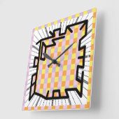 PIXELATで連結された数字(Masanser) スクエア壁時計 (傾斜)