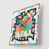 PIXELATで連結された数字(Masanser) スクエア壁時計 (傾斜)