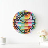 PIXELATで連結された数字(Masanser) ラージ壁時計 (ホーム)