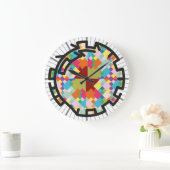 PIXELATで連結された数字(Masanser) ラージ壁時計 (ホーム)