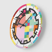 PIXELATで連結された数字(Masanser) ラージ壁時計 (傾斜)