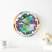 PIXELATで連結された数字(Masanser) ラージ壁時計 (ホーム)