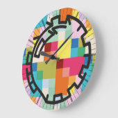 PIXELATで連結された数字(Masanser) ラージ壁時計 (傾斜)