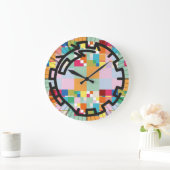 PIXELATで連結された数字(Masanser) ラージ壁時計 (ホーム)