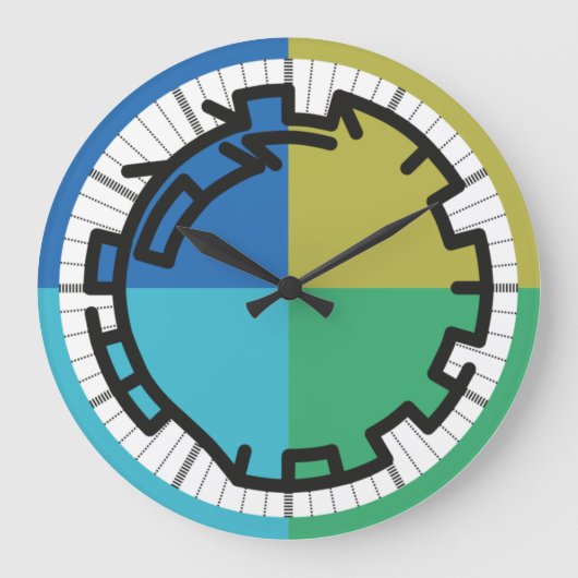 PIXELATで連結された数字(Masanser) ラージ壁時計 (正面)