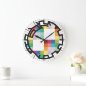 PIXELATで連結された数字(Masanser) ラージ壁時計 (ホーム)