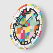 PIXELATで連結された数字(Masanser) ラージ壁時計 (傾斜)