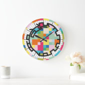 PIXELATで連結された数字(Masanser) ラージ壁時計 (ホーム)