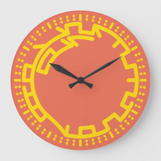 Pixelat prime max chained numbers by Masanser ラージ壁時計 (正面)