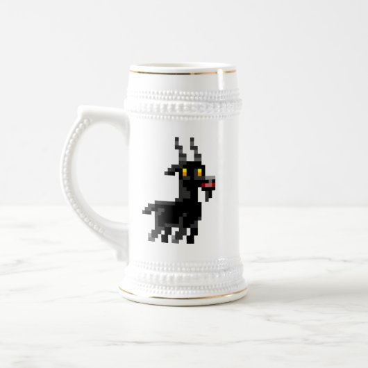 Pixelatedの黒いヤギステイン ビールジョッキ (左)