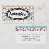 Pixelatedピクセル芸術の刺繍によってはピンクのミントが開花します 名刺 (正面/裏面)