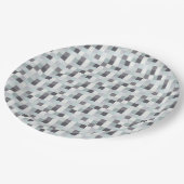 Pixelated白いおよび灰色のパターン ペーパープレート (アングル)