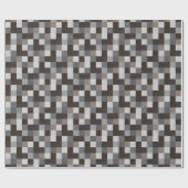 Pixelated黒いおよび灰色のパターン ラッピングペーパー (フラット)
