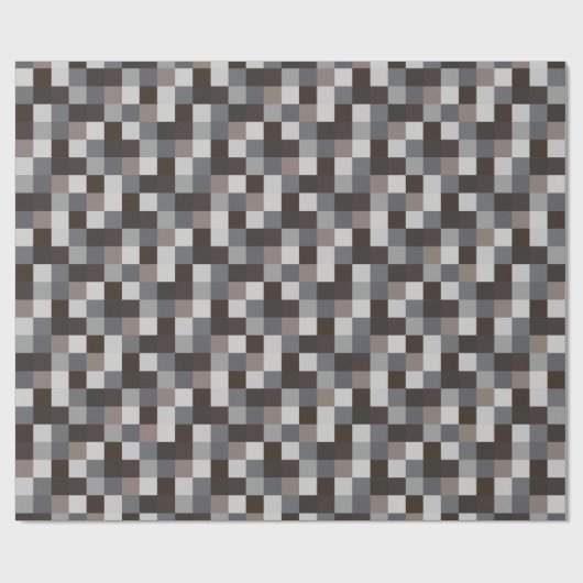 Pixelated黒いおよび灰色のパターン ラッピングペーパー (フラット)