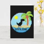 Pixelated Dinosaur Vacation Tech Enthusiasts Coder カード (黄色い花)