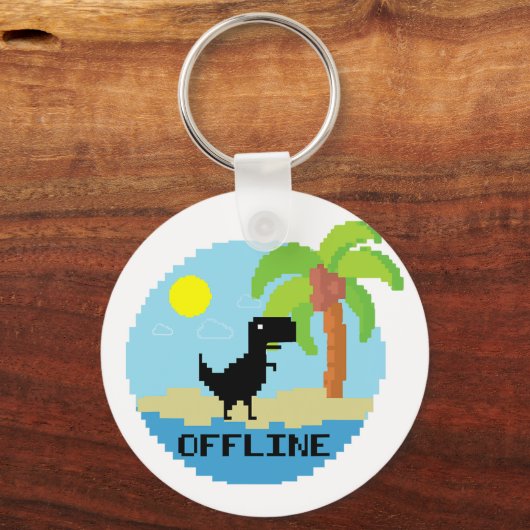 Pixelated Dinosaur Vacation Tech Enthusiasts Coder キーホルダー (正面)