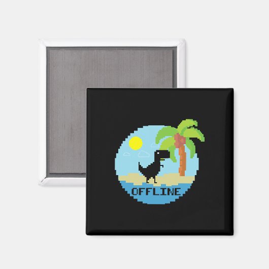 Pixelated Dinosaur Vacation Tech Enthusiasts Coder マグネット (正面/裏面)