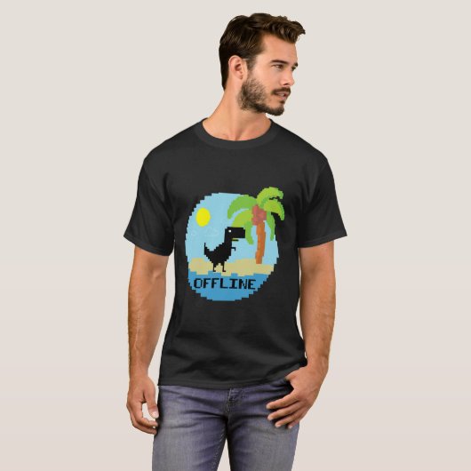 Pixelated Dinosaur Vacation Tech Enthusiasts Coder Tシャツ (正面フル)