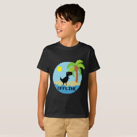 Pixelated Dinosaur Vacation Tech Enthusiasts Coder Tシャツ (正面フル)
